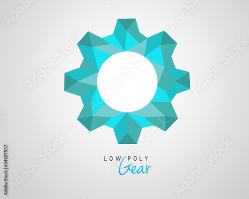 Strategy and teamwork concept with low poly gear