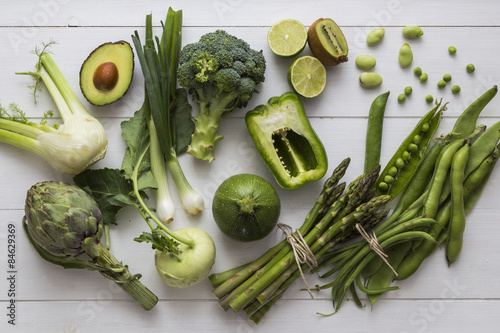 Fototapeta Naklejka Na Ścianę i Meble -  Green fruits and vegetables for cooking