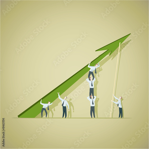 Business man trying to improve achievement graph