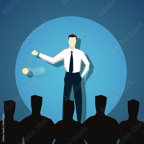 Businessman hypnotizes people