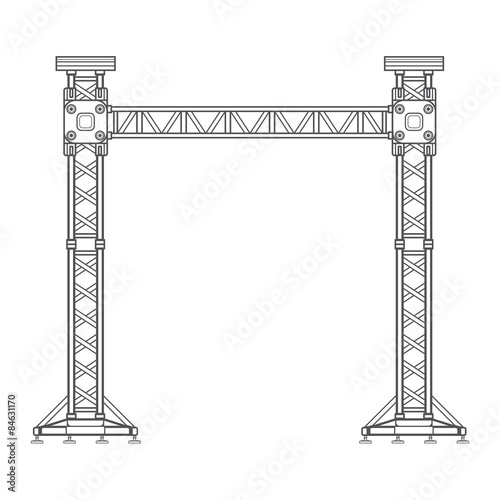 dark contour truss tower lift construction illustration .