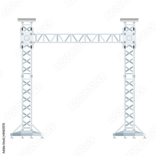 colored flat style truss tower lift construction illustration .