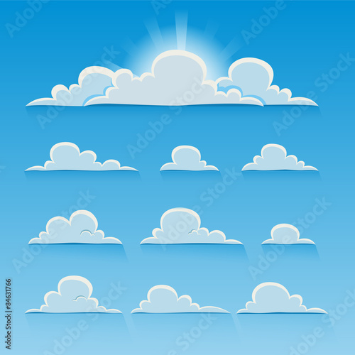 Set of cartoon vector clouds