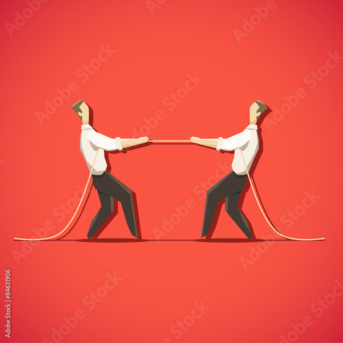 Two Businessman are pulling the rope