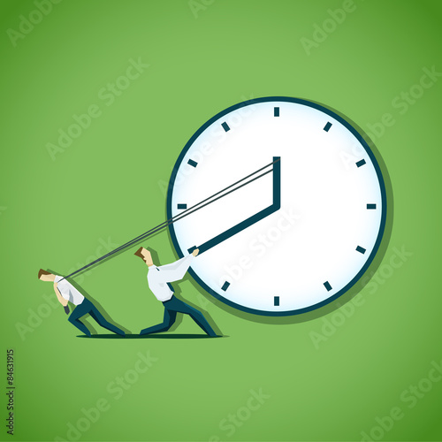 Two businessman are trying to slow the time