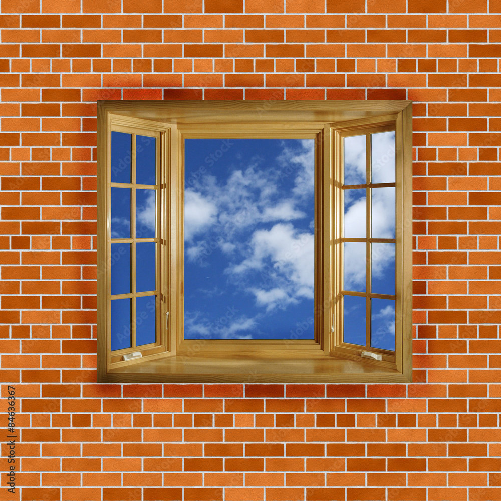 Obraz premium brick wall with window sky