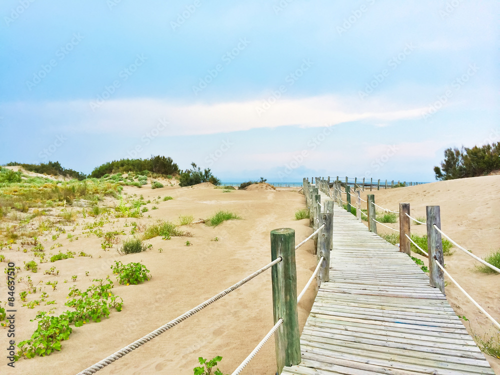 Spanish beach with white sand dunes