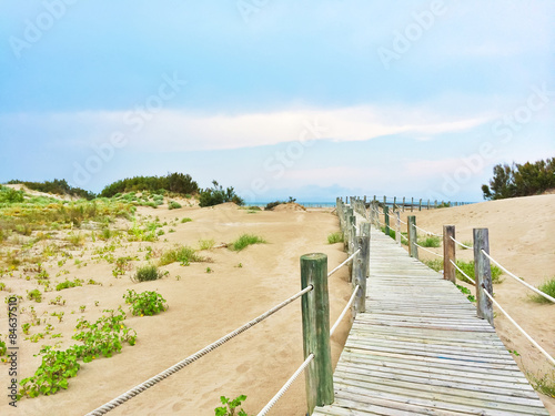 Fototapeta Naklejka Na Ścianę i Meble -  Spanish beach with white sand dunes