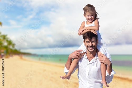 Dad, beach, father.