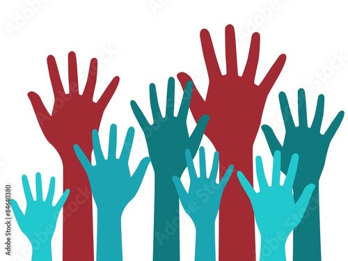 Vector hands up. Colorful illustration.