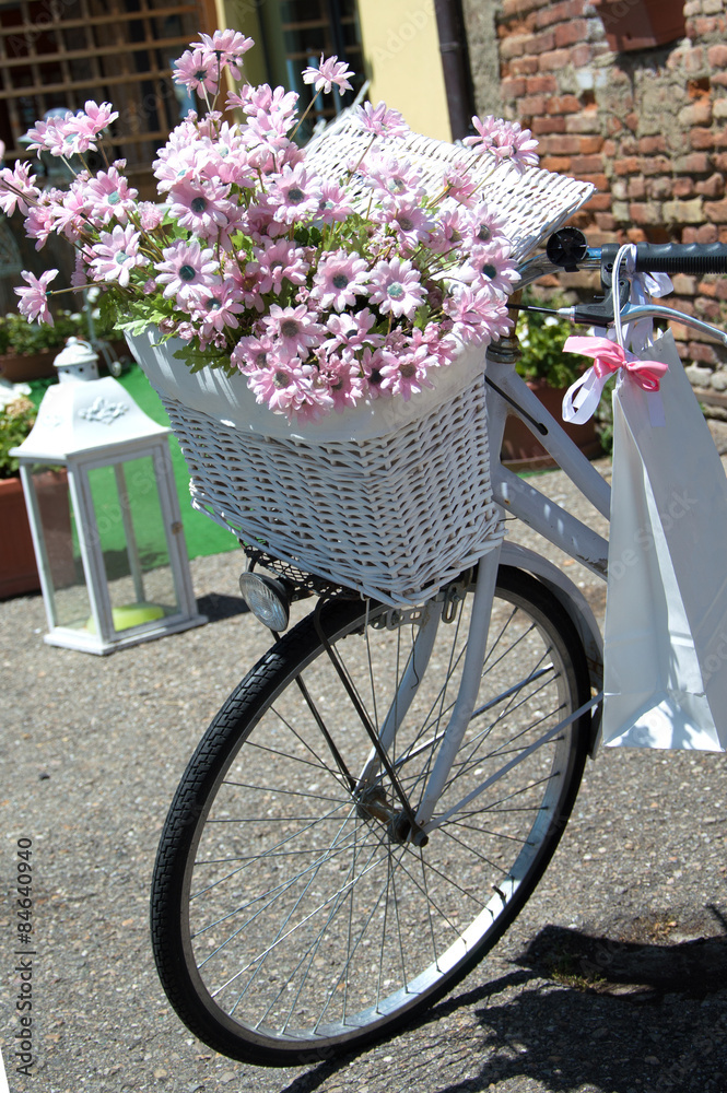 White bike classical with floral decorations