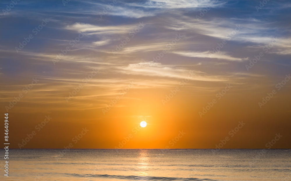 Sunrise over caribbean sea