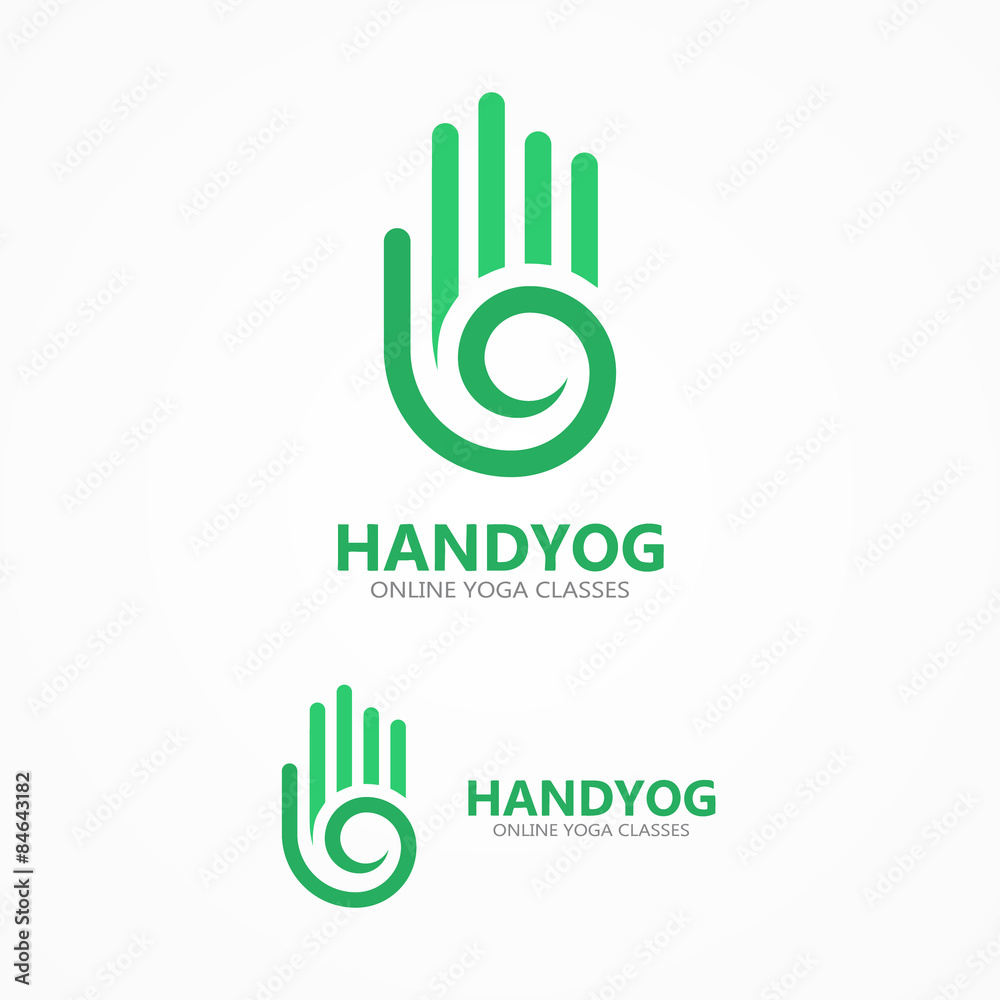 Obraz premium Vector hand with a spiral logo