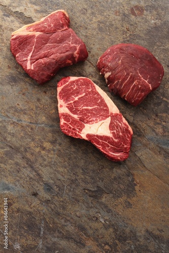 selection of bef steak cuts