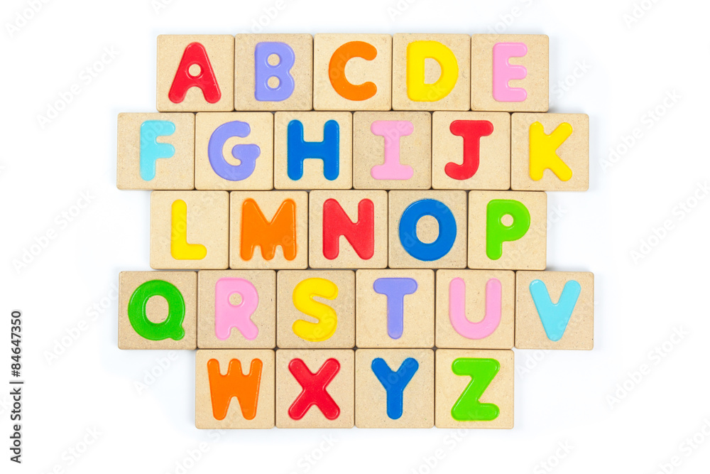 ABC wooden alphabet isolate on white background ABC wooden alphabet isolate on white background