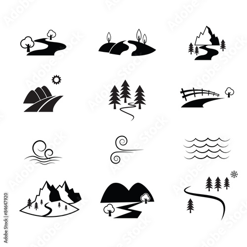 Road countryside view icon