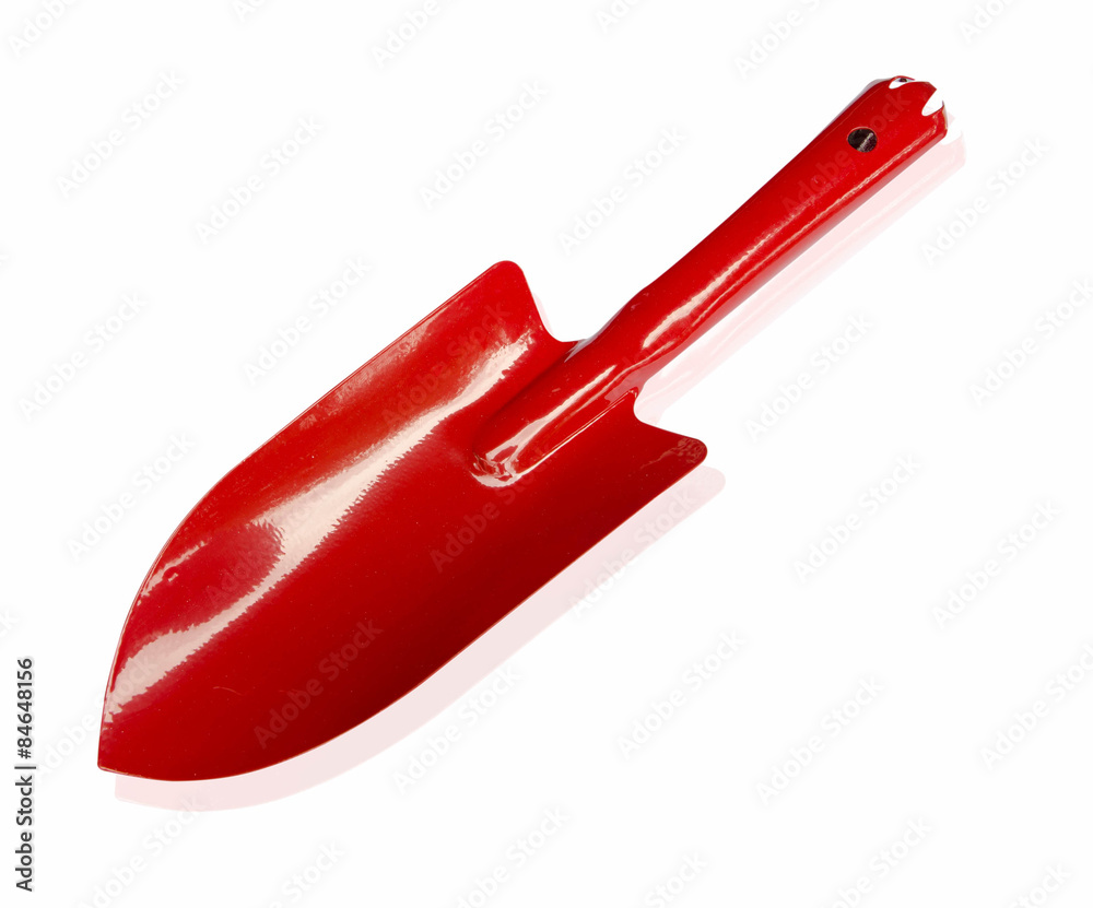 Garden trowel, red color on white background Garden trowel, red color on white background