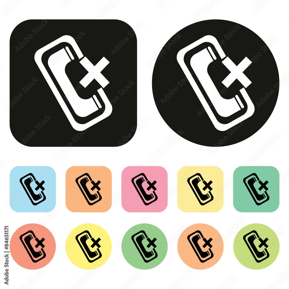 Mobile phone icon. Miss call icon. Mobie function icon. Vector Mobile phone icon. Miss call icon. Mobie function icon. Vector