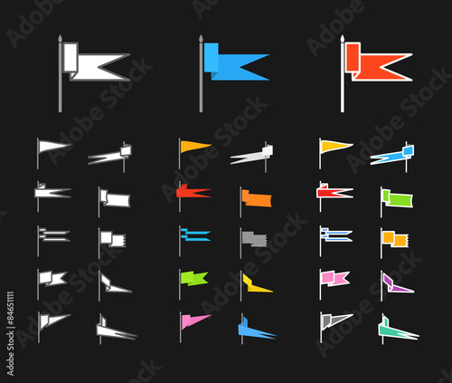 Different medieval color flag collection. Flat design elemets co