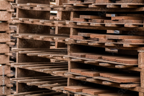 Interior view of the factory of traditional mud brick production.