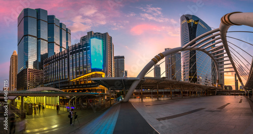 panorama skywalk sunset bangkok city thailand photo
