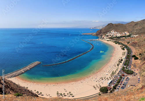Panoramic view of famous beach Playa de las Teresitas,Tenerife, photo