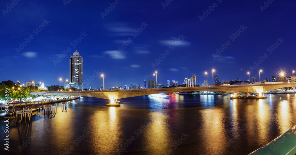 Panorama , Bangkok cityscape at night time