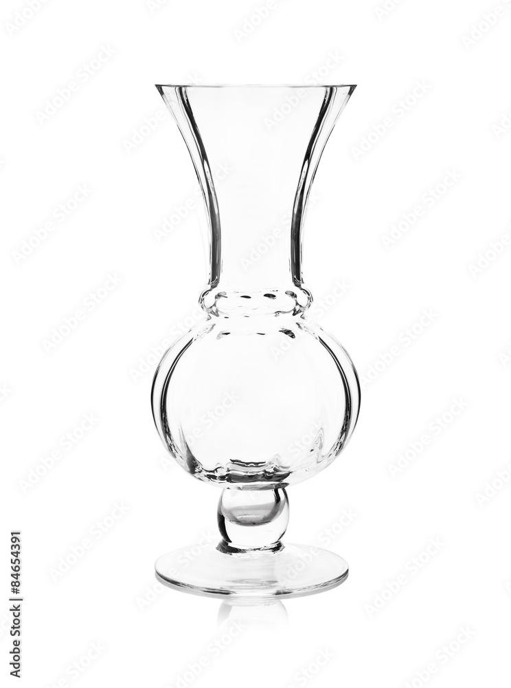 empty vase of glass, isolated on a white background empty vase of glass, isolated on a white background