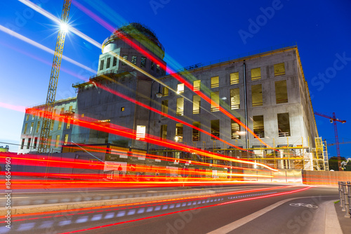 Baustelle Berliner Stadtschloss bei Nacht (Deutschland)
