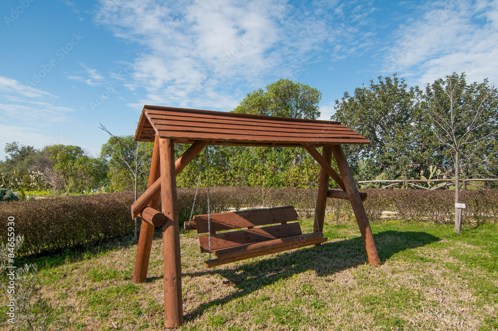 Bungalow and playground in a farm