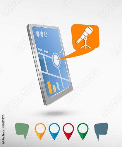 Telescope astronomy science and perspective smartphone vector re