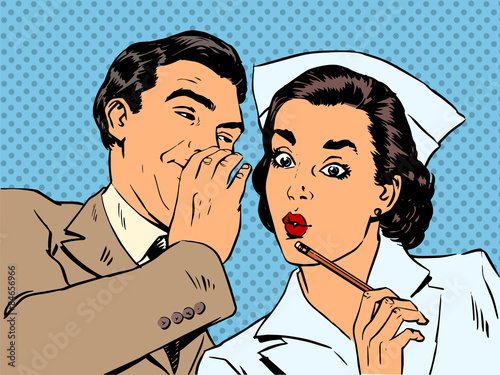 diagnosis patient nurse and male gossip surprise conversation st