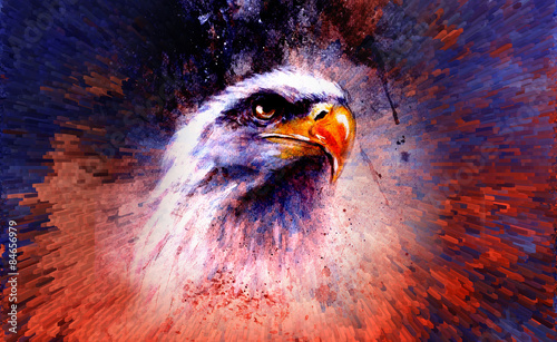 Photo beautiful painting of eagle on an abstract background,color with