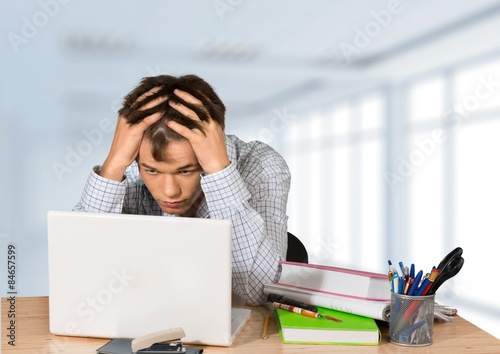 Quadro em tela Emotional Stress, Computer, Student.