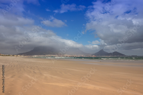 Table Mountain from the beach in Cape Town South Africa