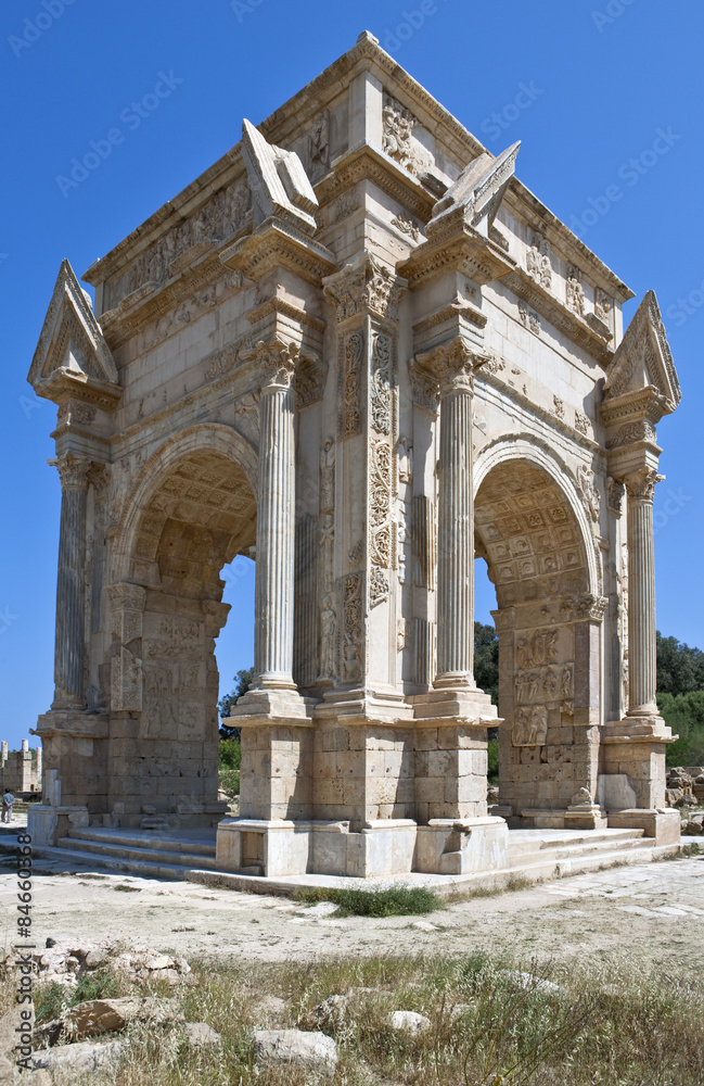Libya,archaeological site of Leptis Magna,the Settimio Severo arch