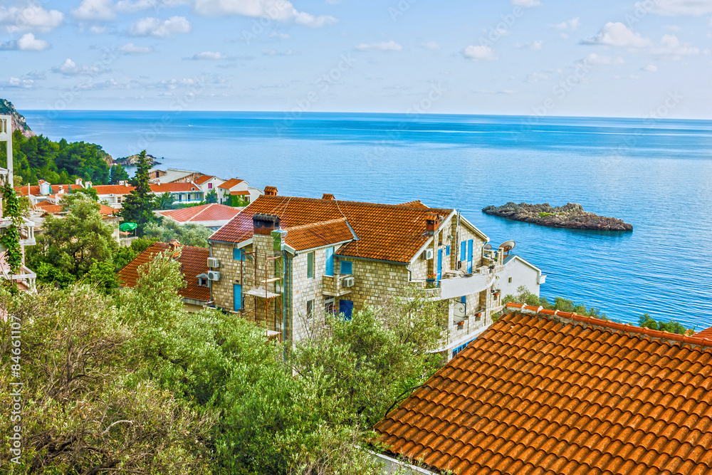 Houses in summer sea resort, Budva, Montenegro