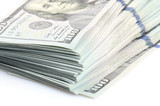 close up bundle of hundred dollars bank notes