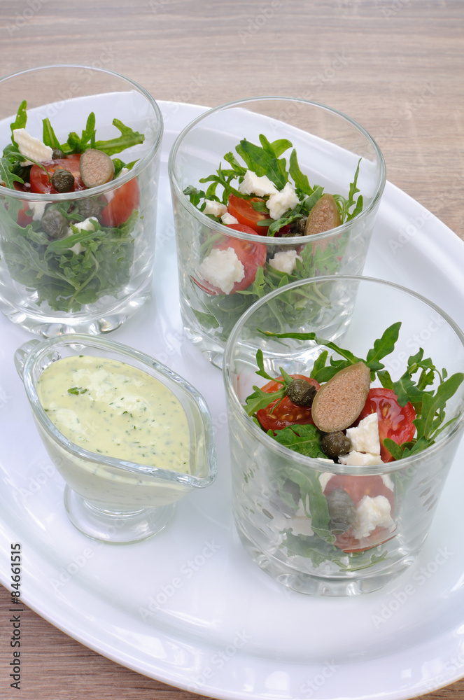 Arugula salad in a glass Arugula salad in a glass