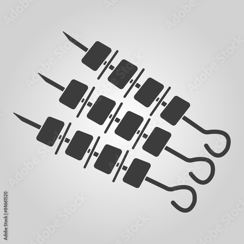 The shashlik icon. Kebab and barbecue symbol. Flat