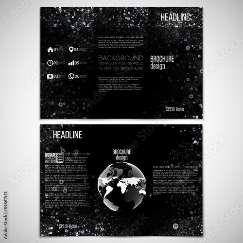 Vector set of tri-fold brochure design template on both sides