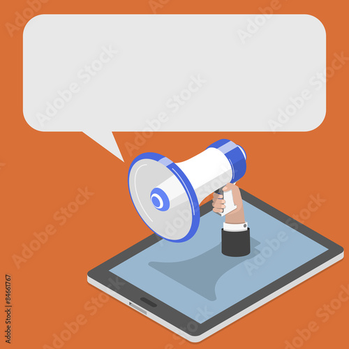 Mobile Promotion Flat Isometric Vector Template.