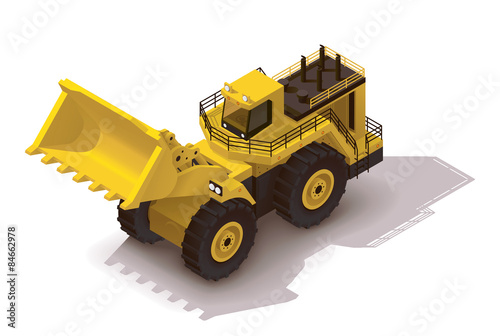 Vector isometric mining wheel loader