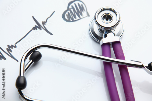 Stethoscope on a cardiogram