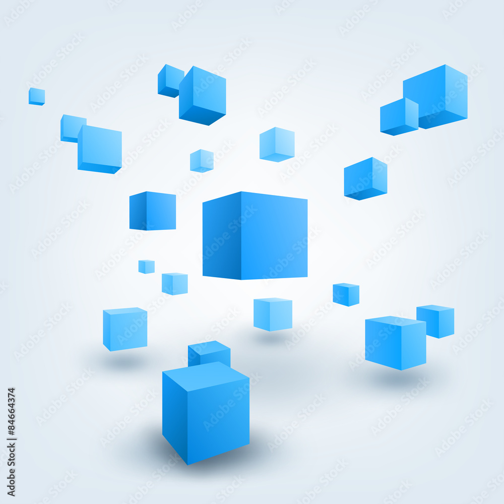 Abstract vector Illustration. Composition of 3d cubes. Abstract vector Illustration. Composition of 3d cubes.
