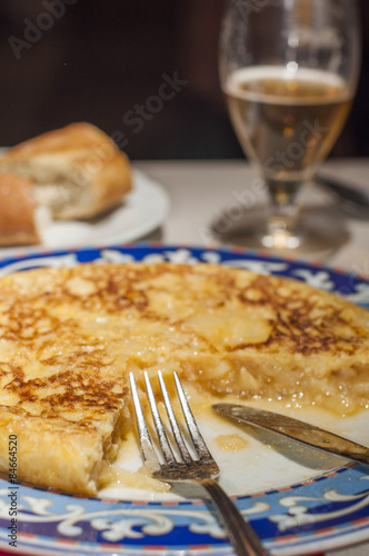 Authentic spanish tortilla. Served at a typical spanish restaurant in Madrid.