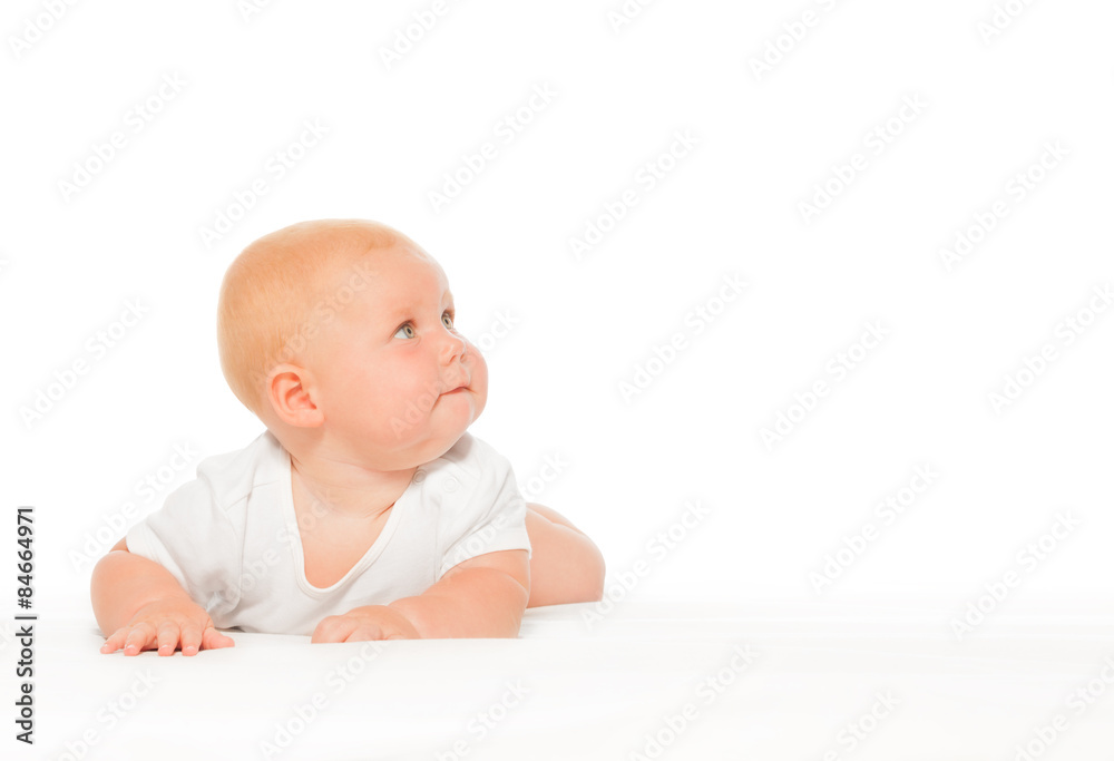 clever girl baby in laying on white blanket clever girl baby in laying on white blanket