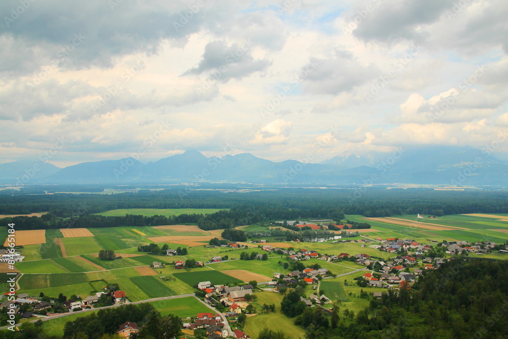 Aerial photo of Slovenian landscape