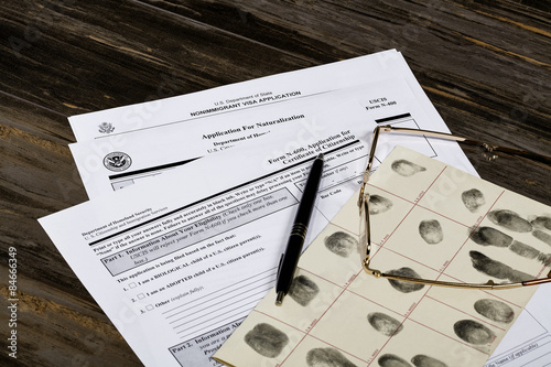 USA America Citizenship Application with glasses