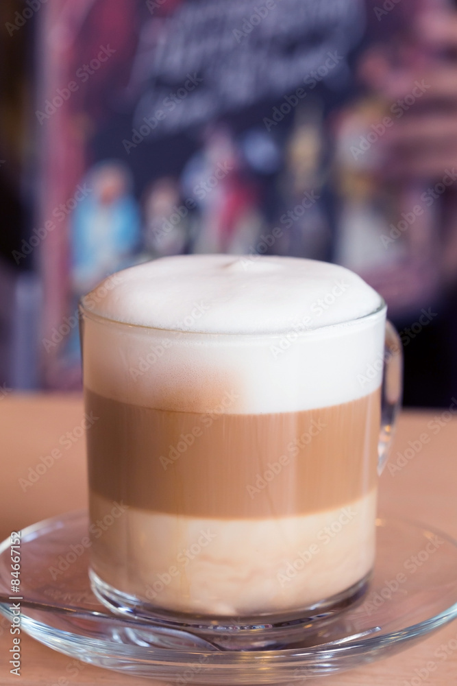 coffee latte with milk froth in cafe coffee latte with milk froth in cafe